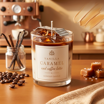 Vanilla Caramel Iced Coffee Latte Candle